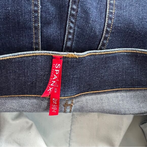 SPANX Flare Midnight Shade High Rise Pull-On Stretch Jeans Dark Wash XL - Picture 8 of 10
